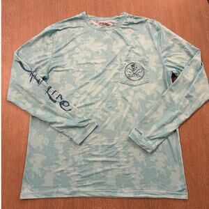 Salt Life SLX Shirt L Blue Camo uVapor Performance Stretch Long Sleeve Fishing